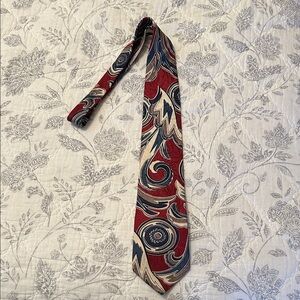 Oscar de la Renta Red and Blue Paisley Tie